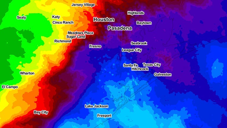 Rainfall in Houston area 9/14/2021