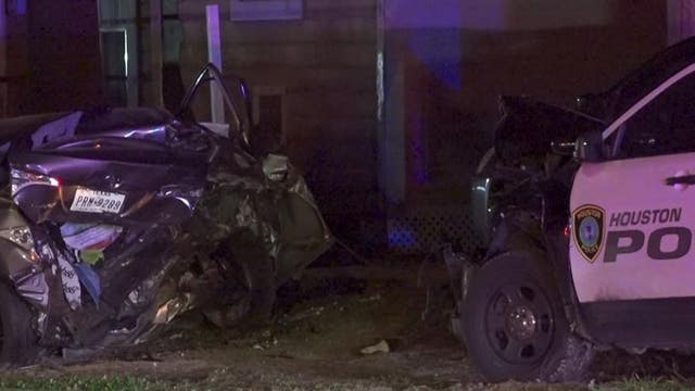 Brief chase with stolen car leads to bystander hit, several police cruisers crashing