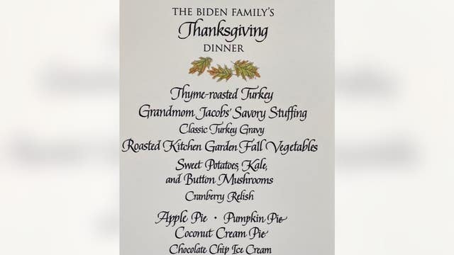 Biden Thanksgiving menu released by White House
