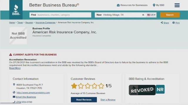 Houston-based insurer loses BBB accreditation after complaints