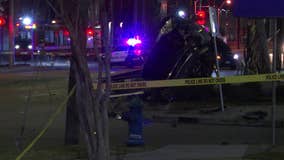 HPD: Passenger dies after wrong-way driver hits pole, flipping pickup truck