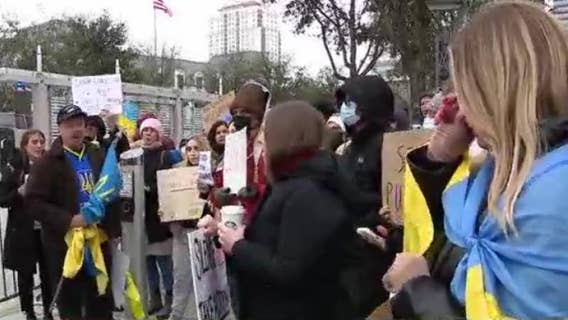 Houston’s Ukrainian community holds rally standing in solidarity with their home country