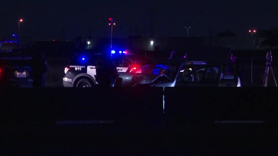 Patrol vehicle struck while diverting traffic around deadly Houston crash