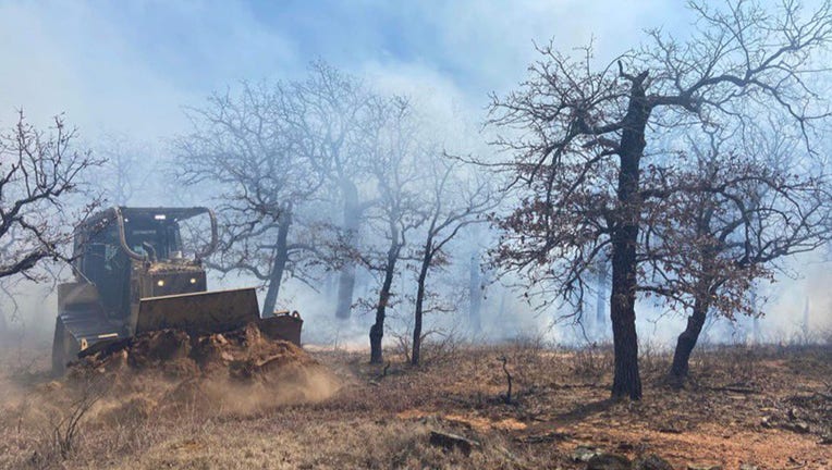 The Eastland Complex wildfire in Eastland County, Texas is an estimated 54,015 acres and 30% contained as of Monday March 21, 2022. Crews made good progress constructing containment lines on the complex fires. Engine teams patrolled and conducted mop up operations, checking for hotspots. (Photo credit: Texas A&M Forest Service)