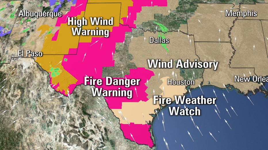 Wind and Fire Weather Alerts in Texas