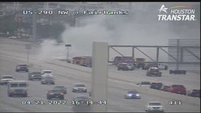 Police chase ends with car on fire on 290 in NW Houston