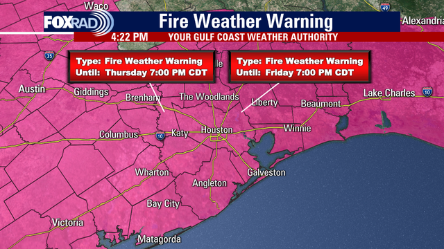 Entire Houston area under Red Flag Warning through Friday evening