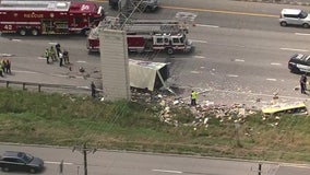 Deadly crash involving box truck on East Freeway blocks all westbound lanes