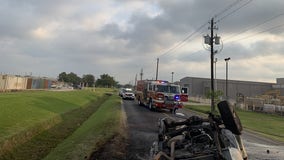 Driver dies in fiery crash with dump truck in north Harris Co.