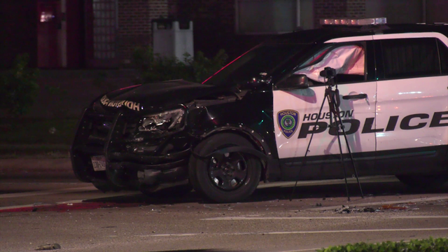 Vehicle crashes into Houston police unit overnight