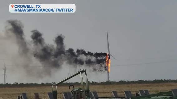 Watch a wind turbine disintegrate in Texas after a lightning strike