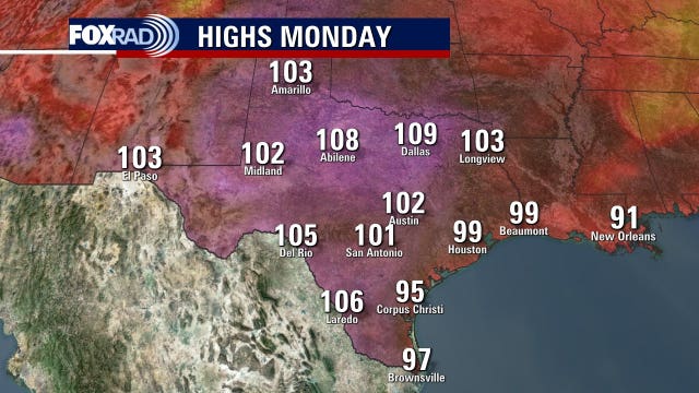 Extreme heat continues across Texas with very little chance of rain