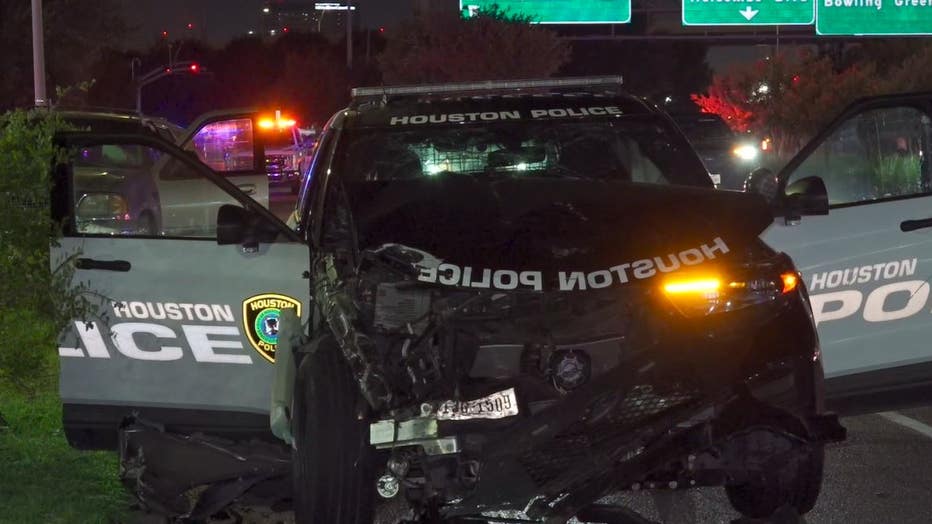 Houston PD patrol car crashes with other vehicle in southwest Houston