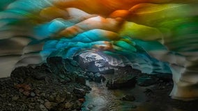 'Could not believe my eyes:' Ice caves awash in vibrant colors as sun, algae combine for surreal show