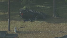 Houston PD officer taken to hospital by helicopter after rollover crash in Tomball