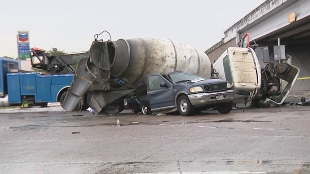 Toddler killed after overturned cement truck lands on vehicle in east Harris County