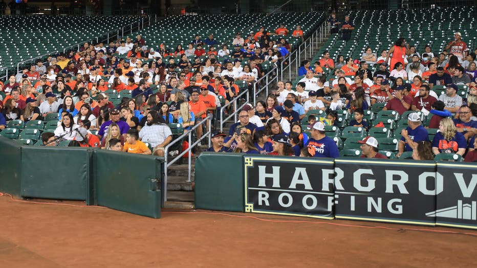 Members of the community of Uvalde, TX at Minute Maid Park as the Houston Astros host Uvalde Strong Day before the game against the Oakland Athletics