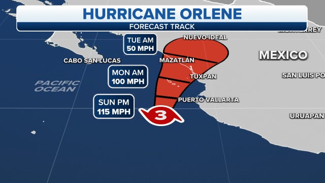 Hurricane Orlene weakens to Category 3 ahead of Mexico landfall