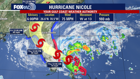 Nicole expected to make landfall as hurricane in Florida, bringing heavy rain, possible tornadoes