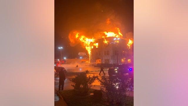 Building collapsed in fire near Spring, The Woodlands, multiple crews on scene