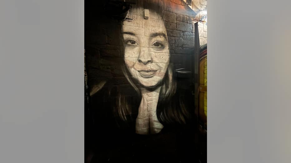 Mural of Tiffany Rodriguez outside the Montrose bar where she worked