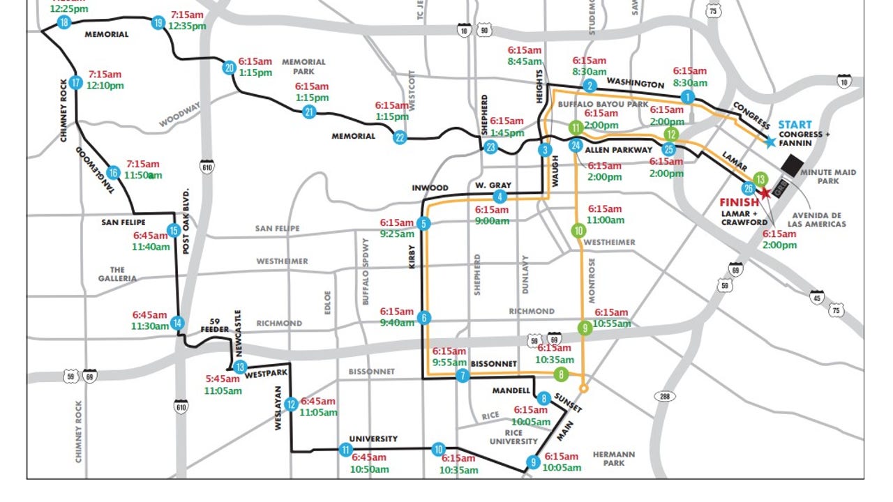 Chevron Houston Marathon Expected road closures in downtown