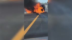 Video: Good Samaritans save woman from burning car on Long Island Expressway