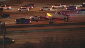 Boat on Houston freeway blocks multiple Eastex Freeway southbound lanes at Hopper