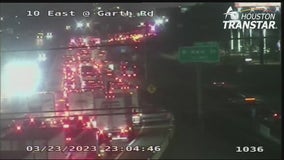 Heavy truck accident on I-10 East near Garth Road causes traffic backup