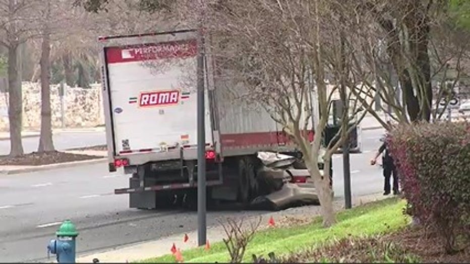 Man Killed After Crashing Car Into Tractor-trailer, Car Wedged Under ...