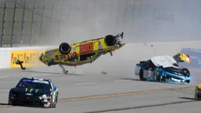 NASCAR's Blaine Perkins transported to hospital after car rolls six times in scary Talladega wreck