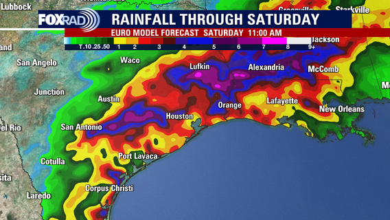 Houston weather: Timeline of heavy rainfall expected until Friday, threat for flooding