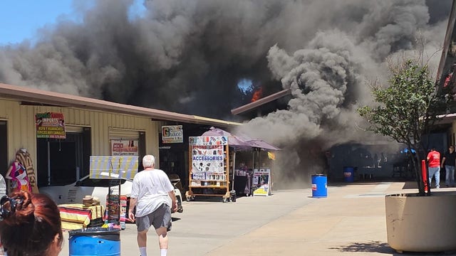 Fire broke out at Traders Village flea market in Houston, 2 treated for smoke inhalation