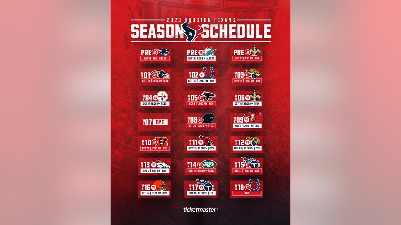 Houston Texans Release 2023 Schedule First Home Game Against Miami Houston Texans Release 2023 Schedule First Home Game Against Miami