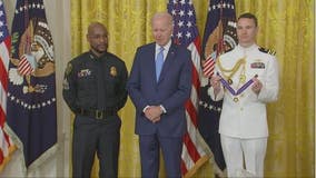 Houston Police Department Sgt. Kendrick Simpo receives Medal of Valor from President Biden