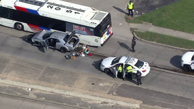 Vehicle crashes into Houston METRO bus in Harris County, driver said to be fleeing from deputies