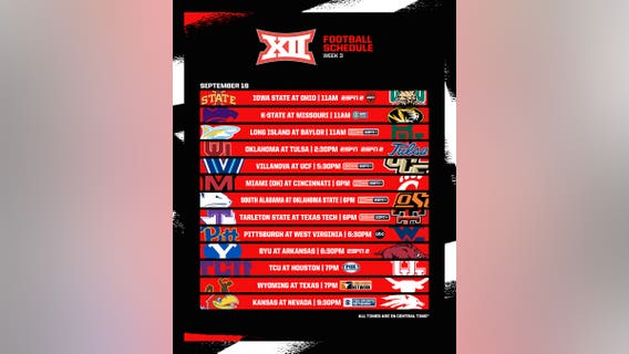 Houston-TCU faceoff in Big 12 Conference season opener on FOX on September 16