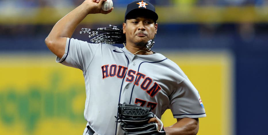 Luis Garcia of the Houston Astros pitches in the first inning against  News Photo - Getty Images