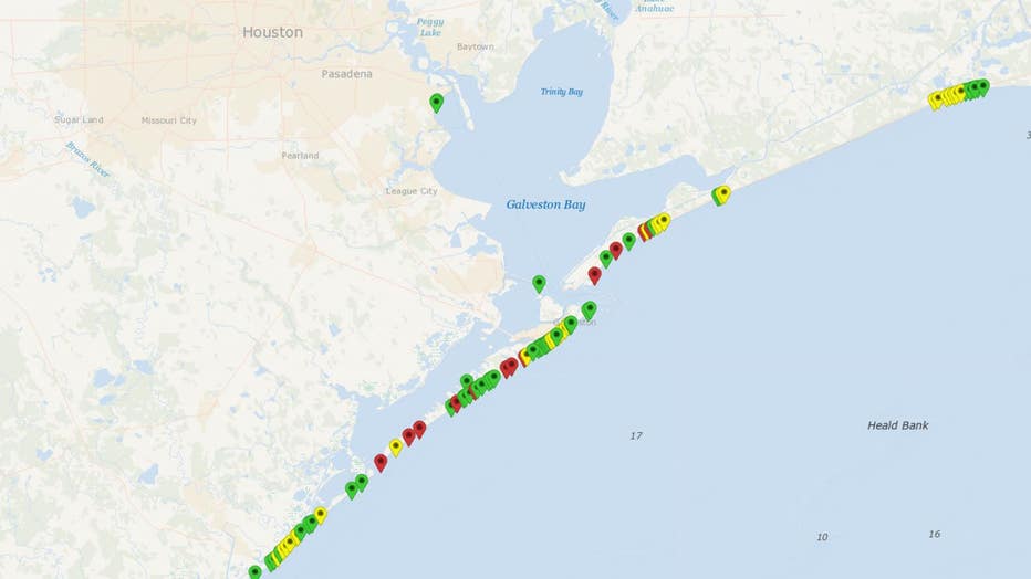 Texas beach fecal bacteria levels Check this map by Texas Beach Watch