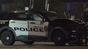 Houston PD patrol vehicle crashes at Crosstimbers, 1 detained