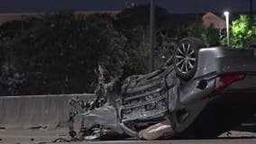 Driver killed after car flips, catches fire on Gulf Fwy: police
