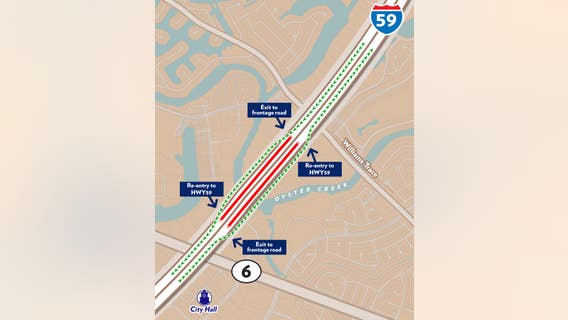 Sugar Land road closure: US 59 shutdown at Oyster Creek Bridge this weekend