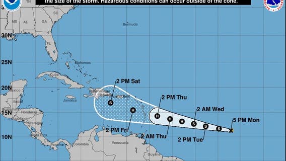 Tropical Storm Bret forms in central Atlantic Ocean