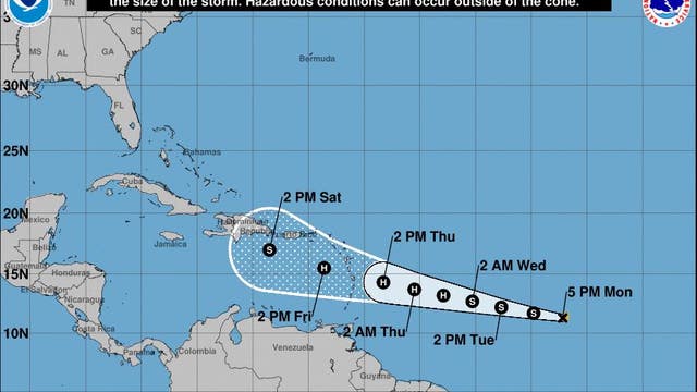 Tropical Storm Bret forms in central Atlantic Ocean