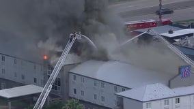 Houston hotel fire: Firefighters extinguish of 3-alarm hotel fire on West Sam Houston Parkway