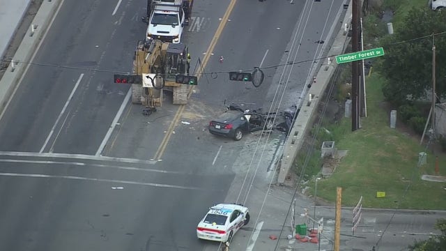 Harris County crash: 1 person life-flighted after car struck backhoe near Atascocita