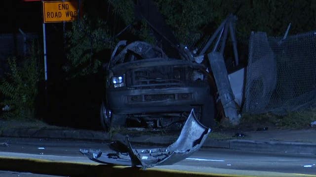 1 dead after fiery crash with power pole in north Harris County