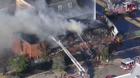 Large fire on Richey Street in Pasadena, fire crews working to extiguish