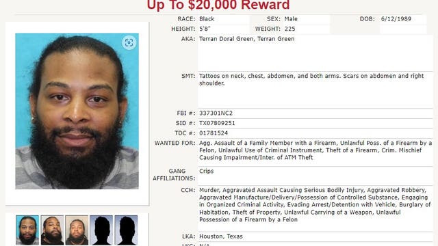 Blue Alert: $20,000 reward offered for information leading to the arrest of Terran Green, James Green released