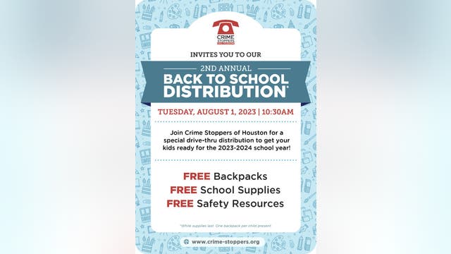 Crime Stoppers of Houston hosts free backpack, school supplies giveaway Tuesday